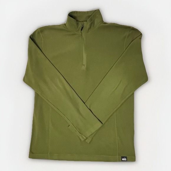 REI Co-op 1/4 Zip Light Fleece Pullover‎ Jacket Hiking Green Mens Small - Picture 1 of 7